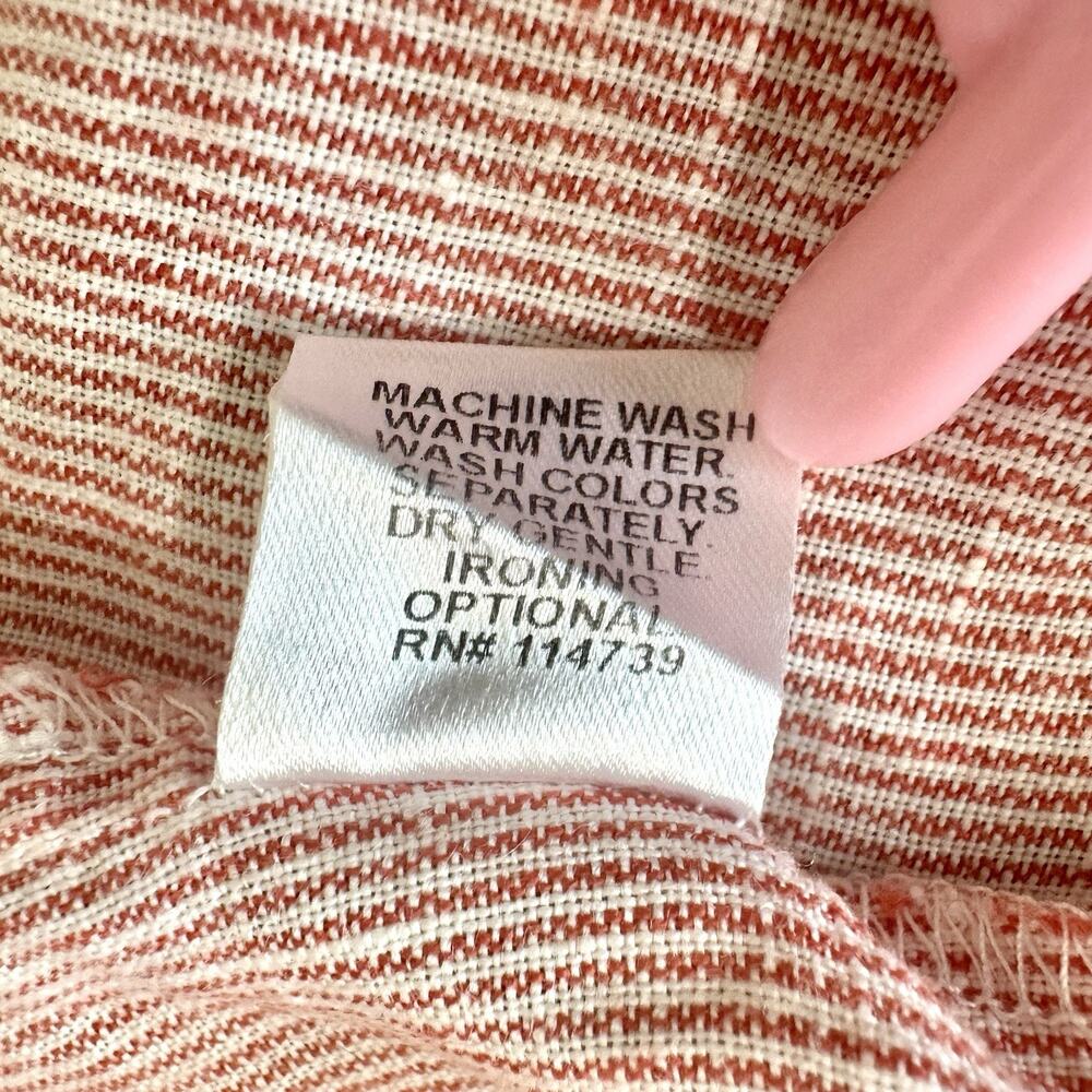 FLAX Womens Medium 100% Linen Red White Stripe Oversized Tunic Top Lithuania - Picture 10 of 12